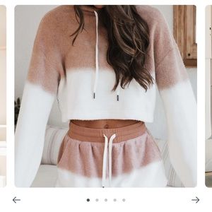 Helen Owen x feat cropped hoodie and high waisted shorts